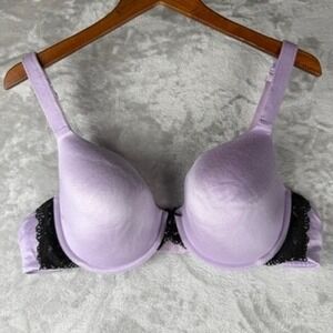 Cacique Lilac Lace Trim Plunge Push Up Bra 44B